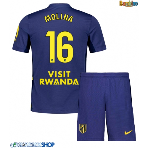 Maglie da calcio Atletico Madrid Nahuel Molina #16 Seconda Maglia Bambino 2025-26 Manica Corta + Pantaloni corti)